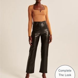 Abercrombie & Fitch The Ankle Straight Ultra High Rise Vegan Leather pants.